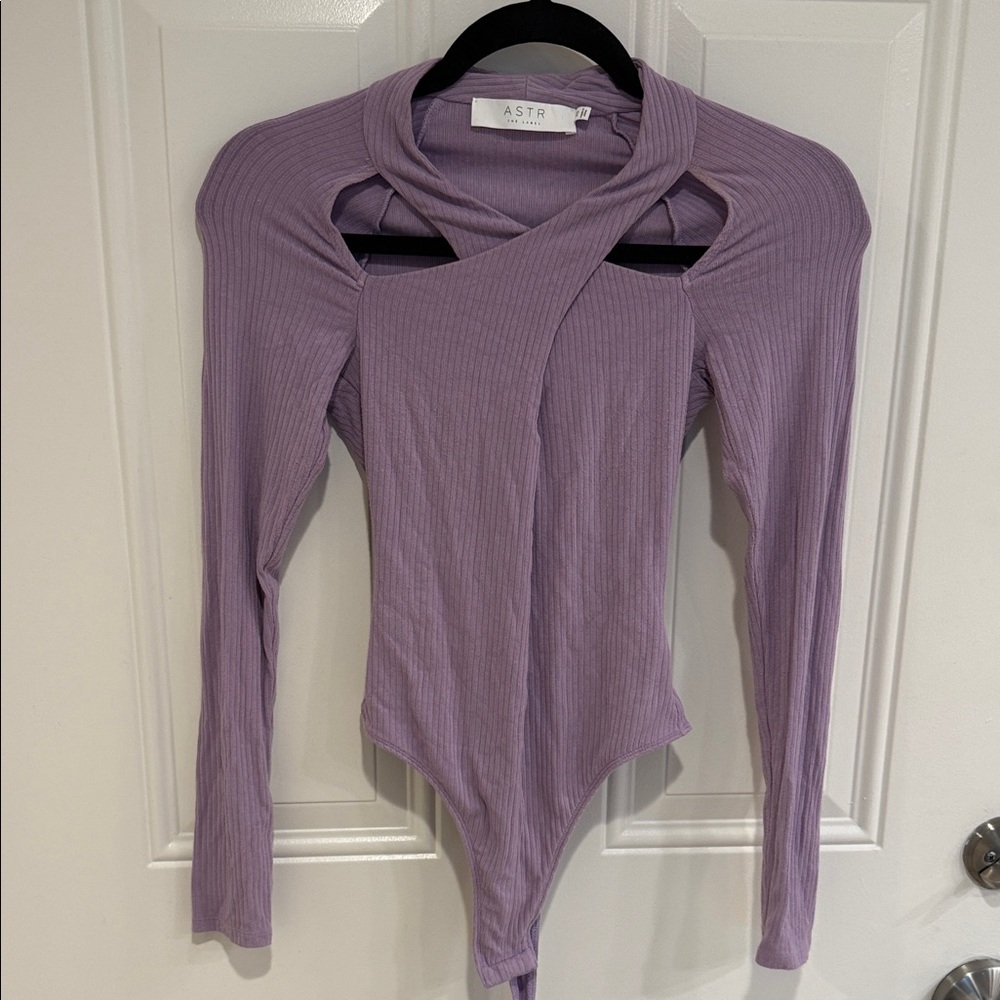 Astr Lavender Ribbed Bodysuit